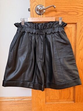 Frame Real Leather High-Waist Shorts